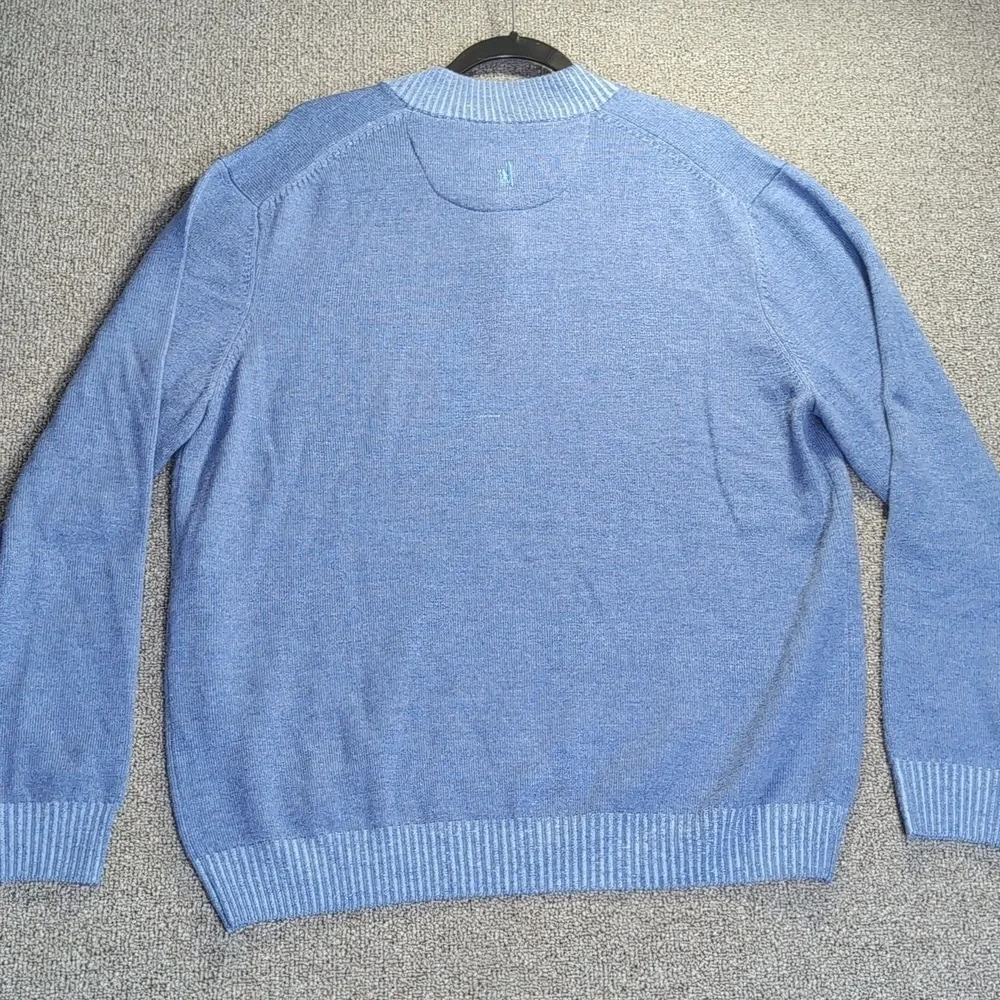 johnnie-O Essex 100% Marino Wool Pullover Henley Sweater Large in Laguna Blue